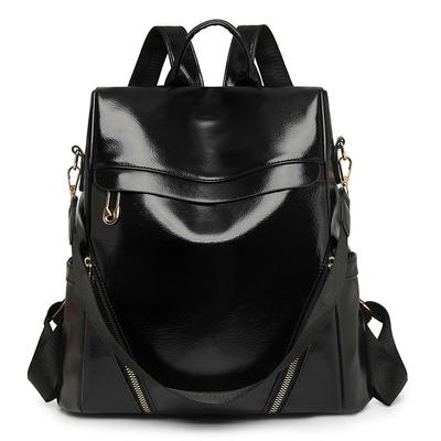 Zaino Casual da Donna alla Moda in Pelle PU a Contrasto di Colore, Grande Capacità, Monospalla, Doppio Uso, Zaino alla Moda per Uscite