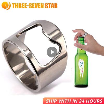 Bottle Opener Ring Creativity Corkscrew Stainless Steel Finger Ring Beer Can Openers Gadgets Cool Bar Kitchen Accessories Gifts