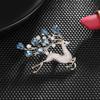 Blue Faux Crystal Deer Brooch - Elegant High-End Suit Accessory Anti-Exposure Pin