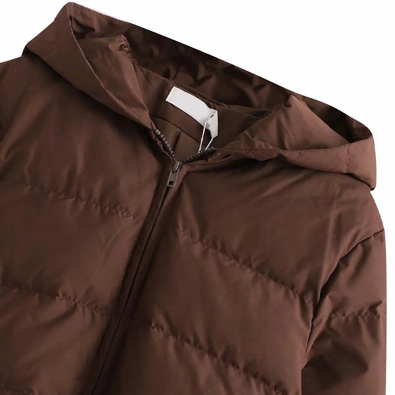 Kort ensfarget hettefrakk, løs jakke for kvinner