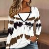 Tops for Women Abstract Print Long Sleeve Fake Two‑Piece Top Fall Casual Slim Pullover Women's Long Sleeve Top