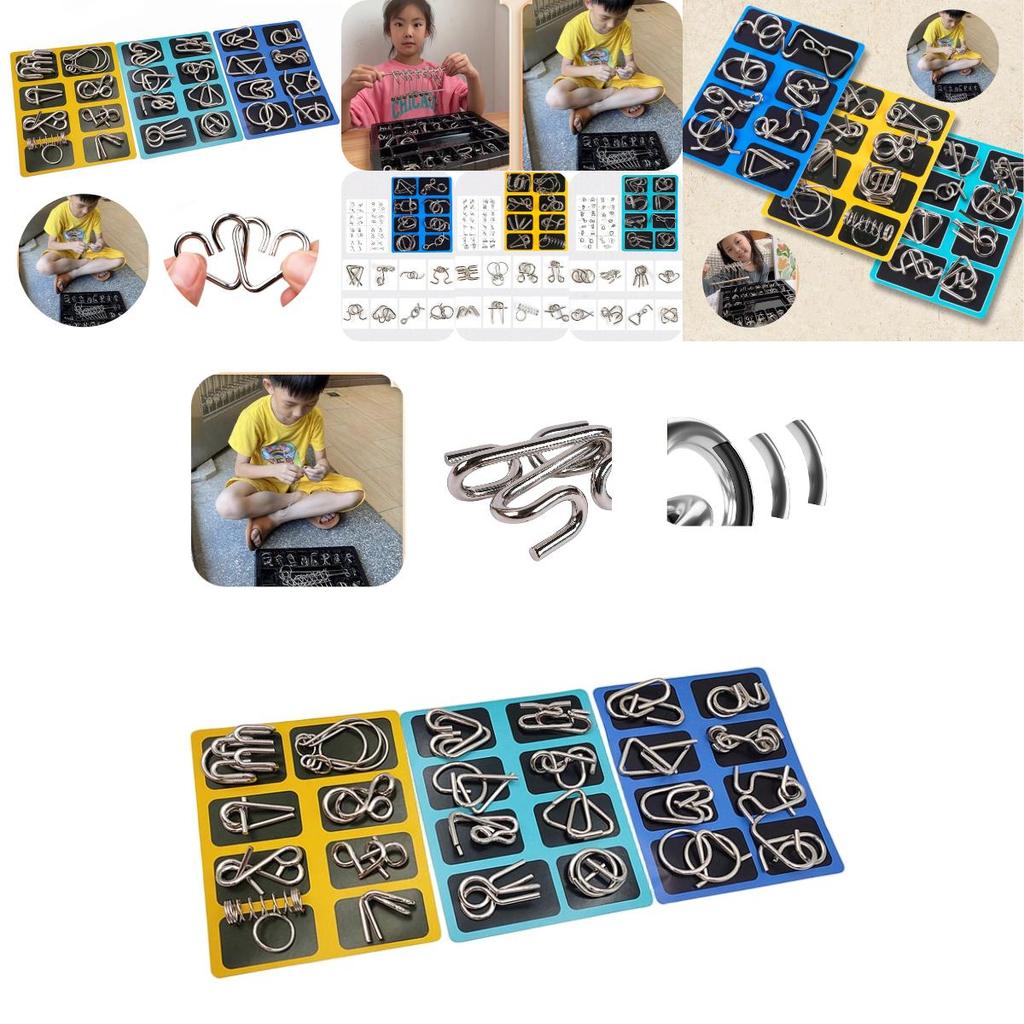 Children's Intelligence Toy Set Nine Linked Rings Puzzle, Brain Teaser Gift, Full Set Of Unlocking Rings, Eight Pieces, Lu Ban Lock