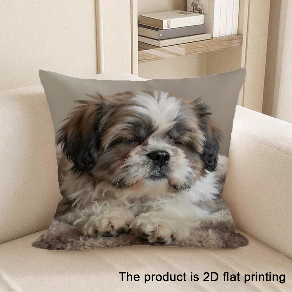 1pc Cute Pet Pattern 2D Flat Printing Pillowcases Sofa cushion cover home bedroom room decoration