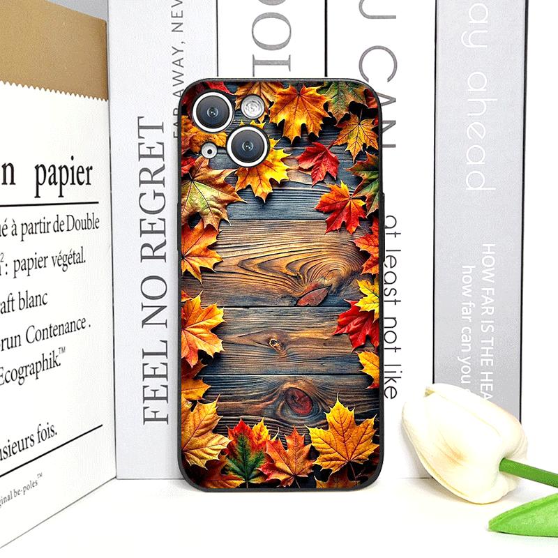 Vintage Autumn Fall Maple Leaf Pattern Phone Case for iPhone 17 16 12 11 14 Plus 13 15 Pro Max 12 13 Mini X XS XR Soft Cover Y2K