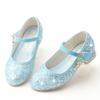 Spring girls' leather shoes with sequins and rhinestones, princess crystal shoes, children's single shoes, little girls' silver performance leather
