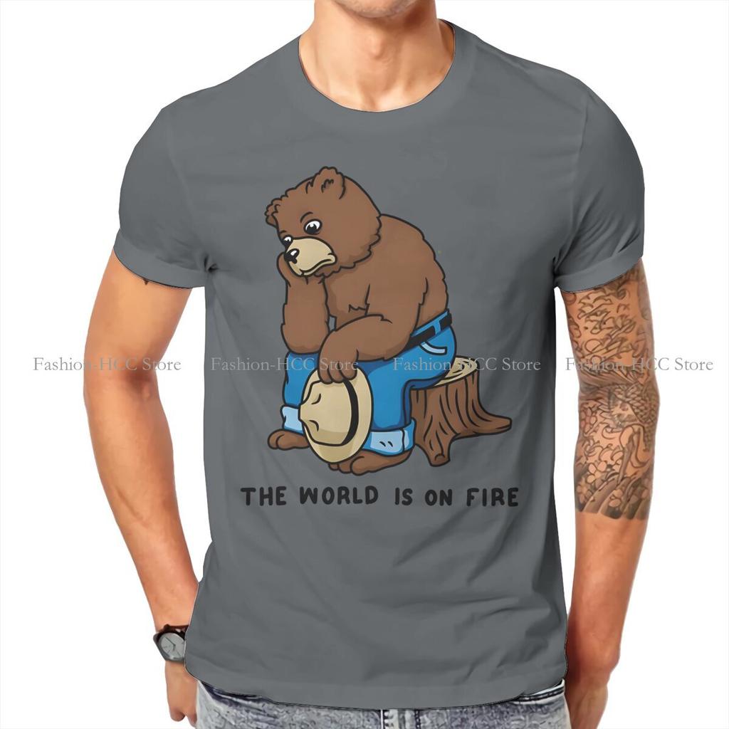 Smokey The Bear The World Is On Fire T Shirt Vintage Grunge Teenager Summer Large Cotton Unisexs Clothes Harajuku Crewneck Tshirt