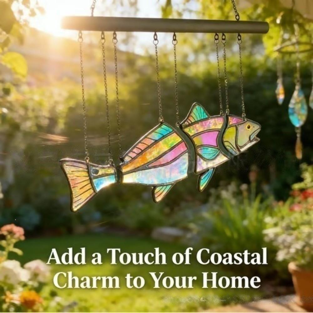 Clear Vivid Acrylic Fish Wind Chime Hand-Painted Fish Hanging Ornament Car Decorations