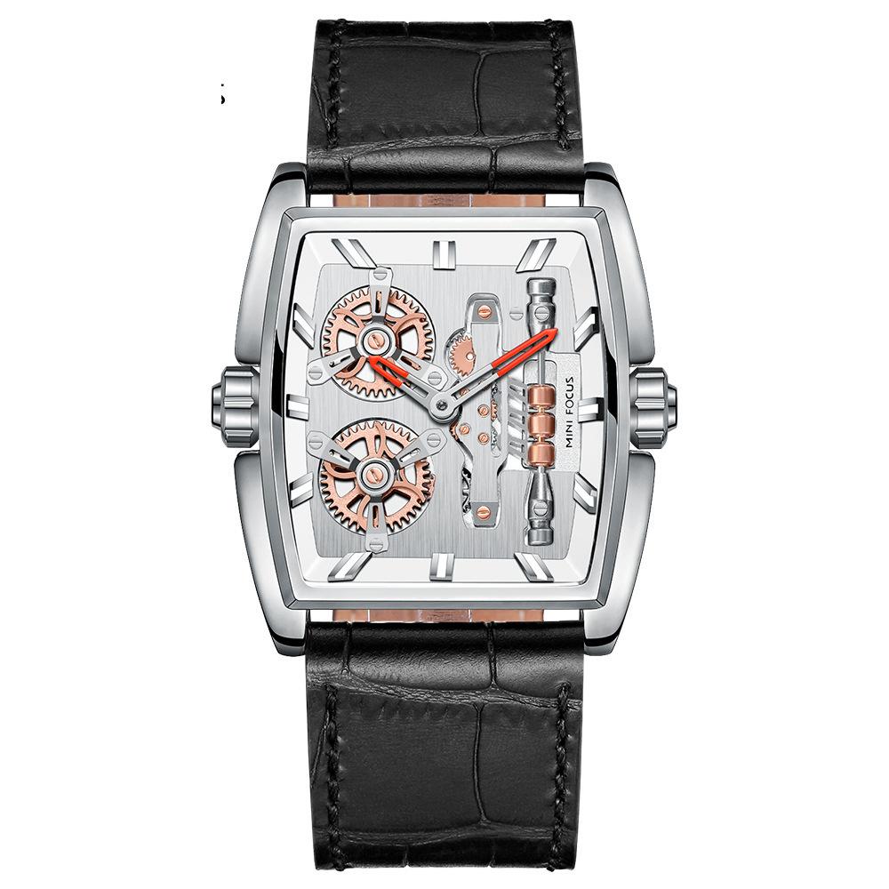 Watch Barrel Type Case Electromechanical Bicycle Men's Watch Genuine Leather Strap Men's Watch