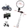 Aluminum Retro Folding Handlebar Mirror Motorcycle - Black Chrome Round Pair H-001-B