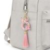 English Alphabet Letter Tassels Keychain Pink Butterfly Pendant Key Chain Women Car Key Ring Bag Jewelry Simple Letter Name Gift