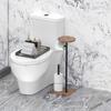 Strong Floor Standing Toilet Paper Owner Natural Wood Bathroom Tissue Storage Planner with Removable Shelf for Home Deck