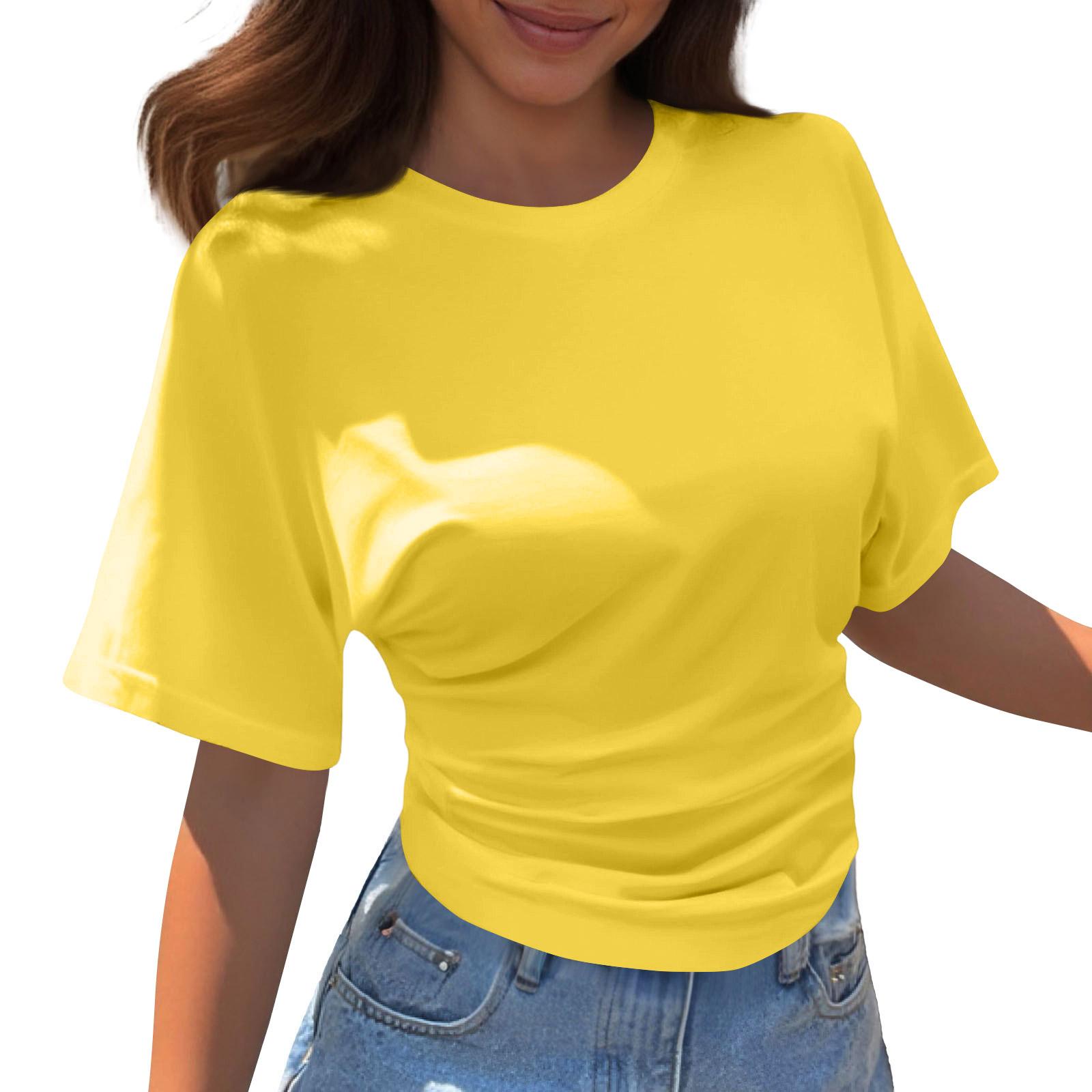 

Women s Round Neck Loose Lightweight Spring/Summer Top XL жовтий