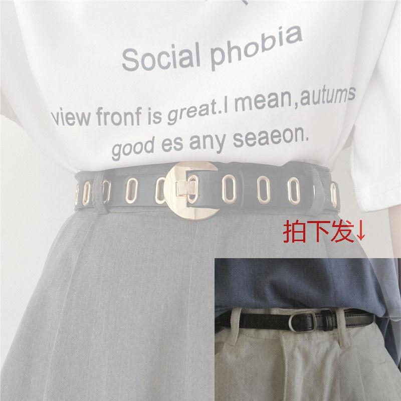 

Женский трендовый пояс из полиуретана с элегантным дизайном и регулируемыми отверстиями, идеально подходящий для шикарных стилей деним Gray 105cm