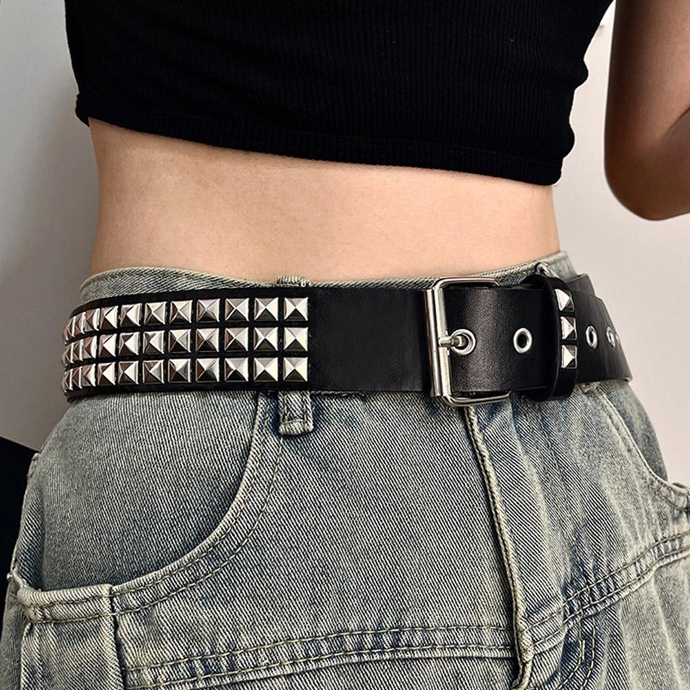 Waist Belt Rock and Roll Buckle for Cowboy Cowgirl Studded Belt, Y2K Belt Gothic Belts Punk Rock with Rivet Belts Women Men