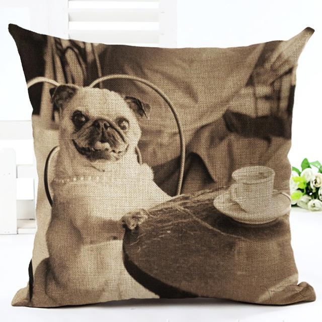 Cute Dog Printing Cushion Cover Cotton Linen Dog Throw Pillow Case For Sofa Decorative Pillowcase Cover Almohada Zt86