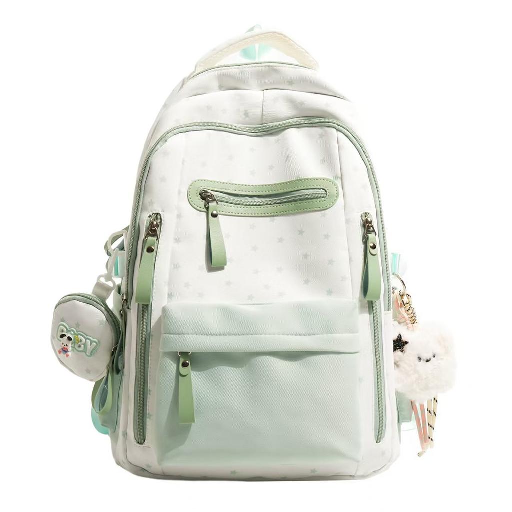 Schoolbag Popular 1011 New Middle and High School Girls Large-capacity Backpack Stars Small Fresh Contrasting Color Schoolbag Wholesale