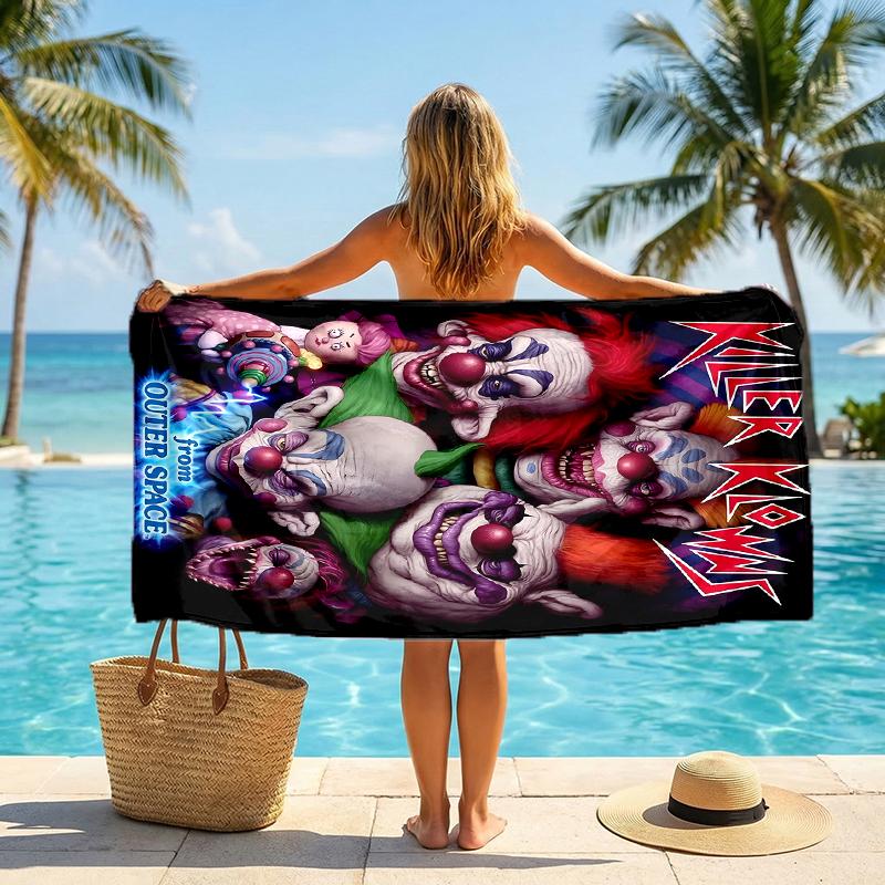Horror Clown Circus Fashion Beach Towel: Ideal for Summer Adventures Soft, absorbent and quick drying suitable for swimming and bathing
