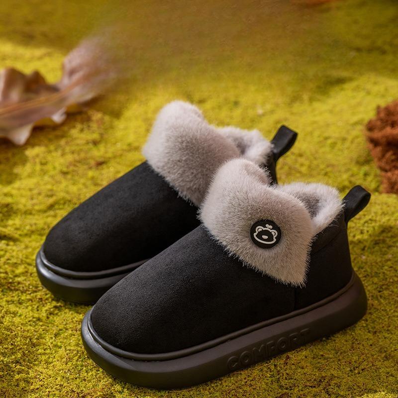 New Cotton Shoes with Added Fleece and Thickening, Indoor Home Anti-slip Bags, Heels and Slippers for Women