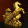Bronze Horse Pulling A Ingot-Shaped Gourd: Horse-Themed Auspicious Desktop Ornament and Housewarming Gift