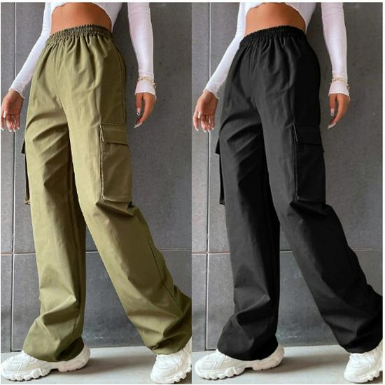 Damen High Waist Wide Leg Cargohose - Atmungsaktiv Retro-Stil, Vielseitige Activewear