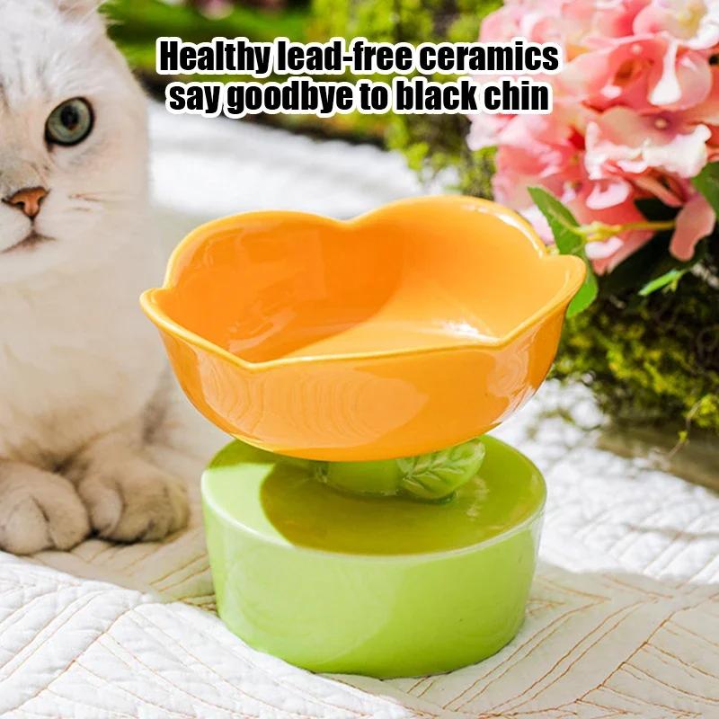 Ciotola per animali domestici carina Ciotola creativa a forma di fiore Ciotola in ceramica per cibo per gatti Acqua Accessori per animali domestici Per gatti Prodotti per animali domestici