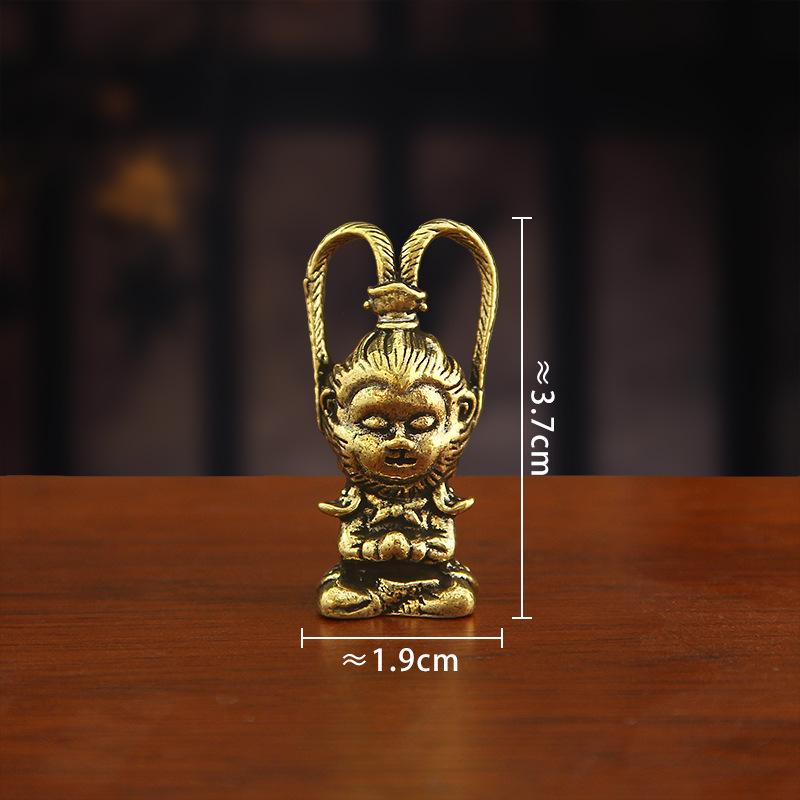 Black Myth Sun Wukong Hellfire Brass Ornament Personalized Retro Zodiac Monkey Desktop Tea Pet Small Bronze Crafts