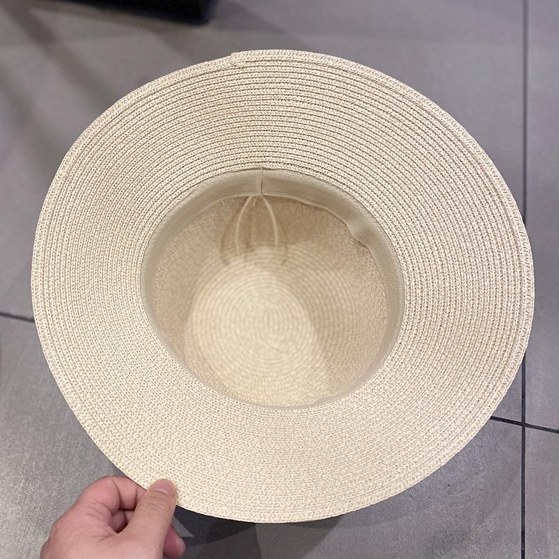 Summer sun protection hat, fashionable and versatile, pearl bow, wide-brimmed straw hat for women, travel bucket hat, sun hat, fisherman hat