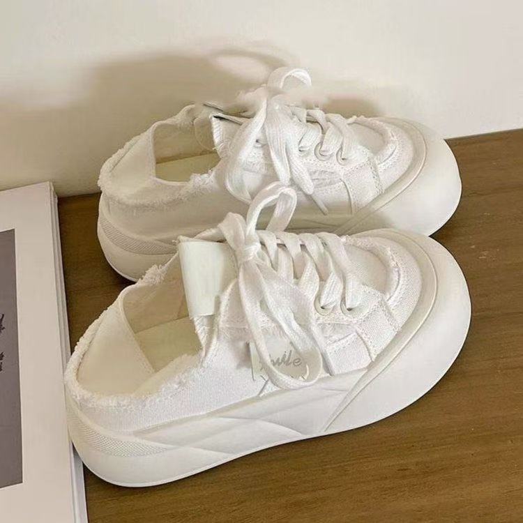 Summer two-wear canvas shoes new thick baseplate shoes thin breathable bread