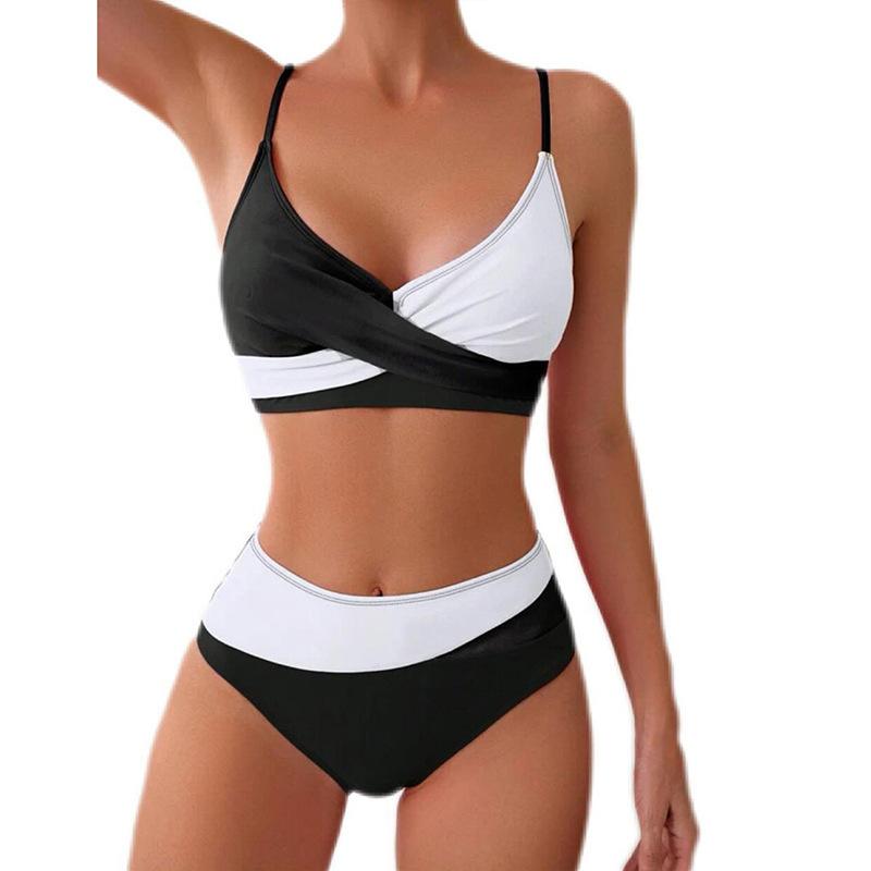 TS JYL-BK232 Solid Halter Bikini, Lace-Up Two-Piece Swimwear For Beach S