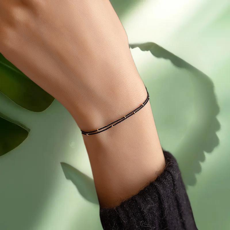 Handgefertigtes Perlenarmband Rotes Seil Verstellbar Transfer Glücksperlen Einfacher Stil Freundschaftsarmband Feiner Schmuck Geschenk