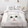 3D Cat King Queen Duvet Cover Lovely Grey White Kitty Bedding Set For Kids Teens Adults Scottish Fold Soft 2/3pcs Quilt Cover