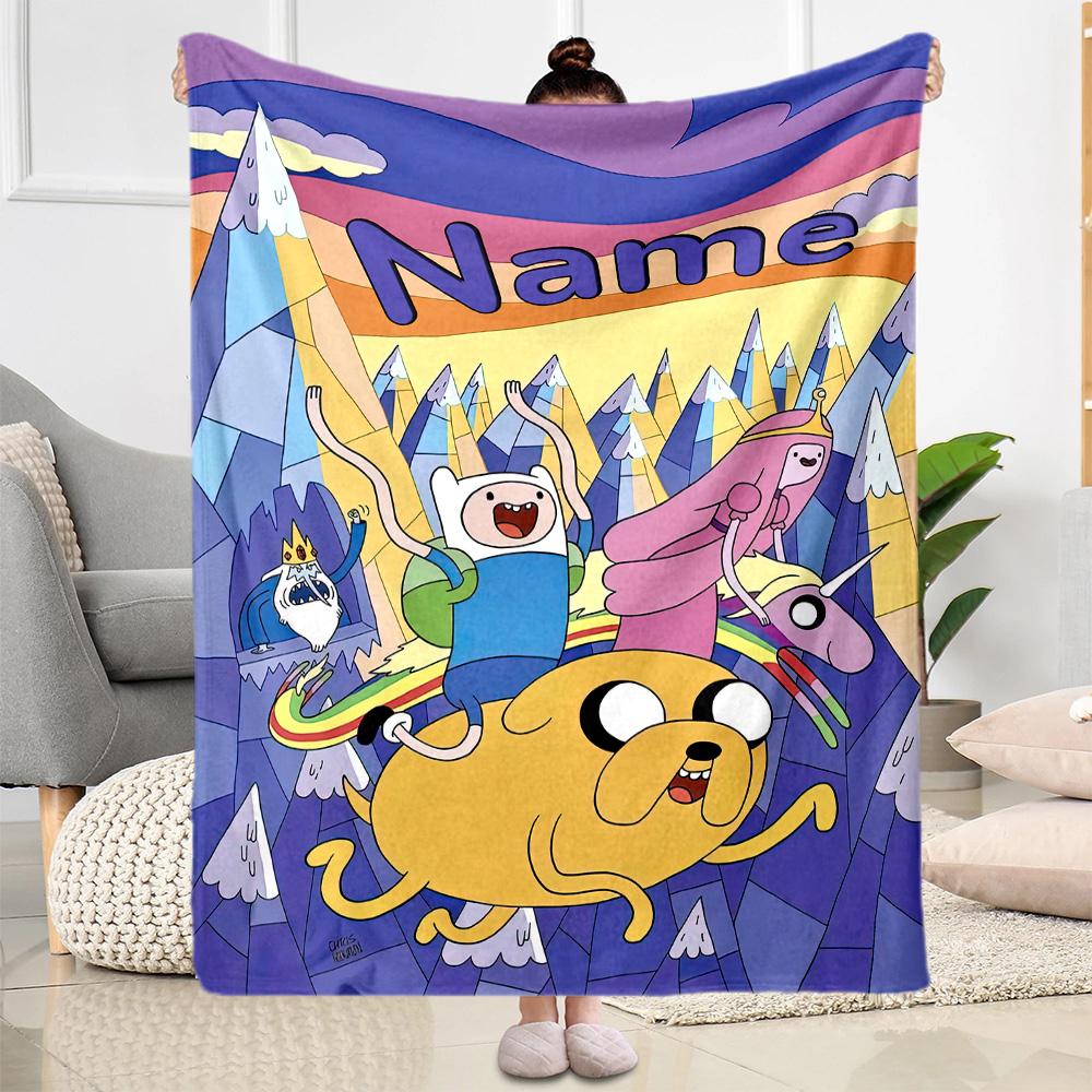 Adventure Time Faces Personalized Text Blanket Multi-purpose Customizable Blanket Ultra-Soft Great for Office Chair Picnics Nap