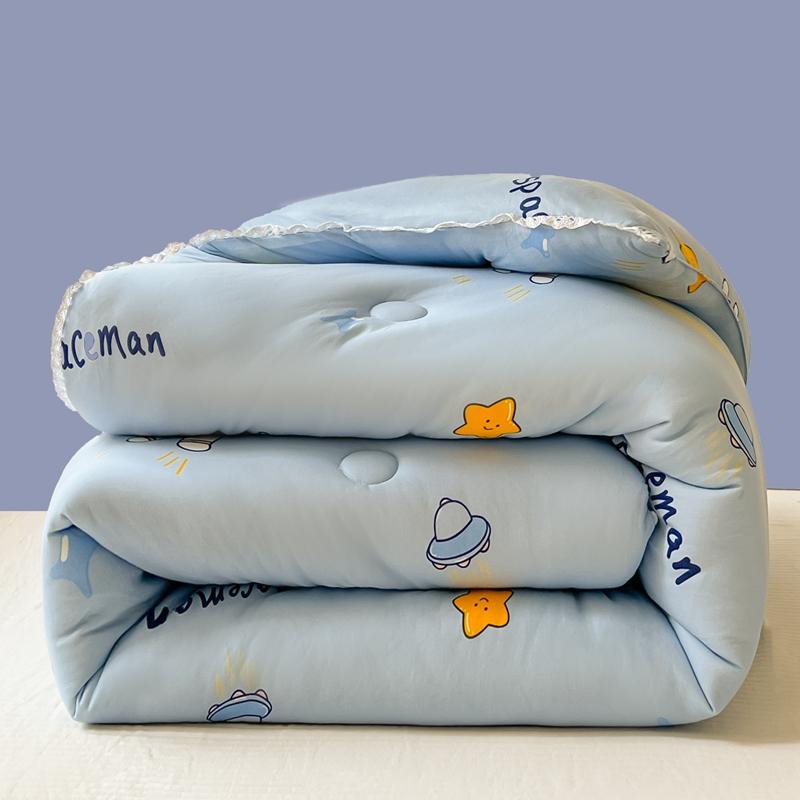 All-Season Cute Cartoon Print Comforter Adults Children Thick Warm Winter Quilts Single Double Size Soy Fiber Soft Quilt for Bed
