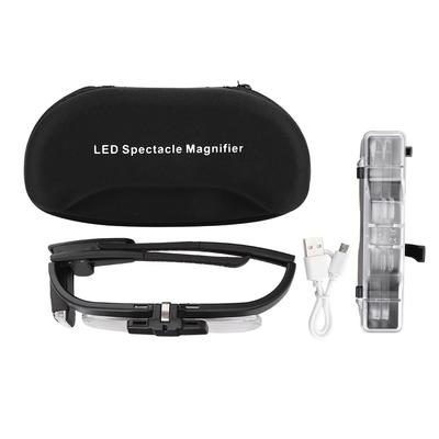 4.5x Tragbare Lupe Verstellbare LED-Vergrößerungsbrille Brille zum Lesen von Büchern und Zeitungen