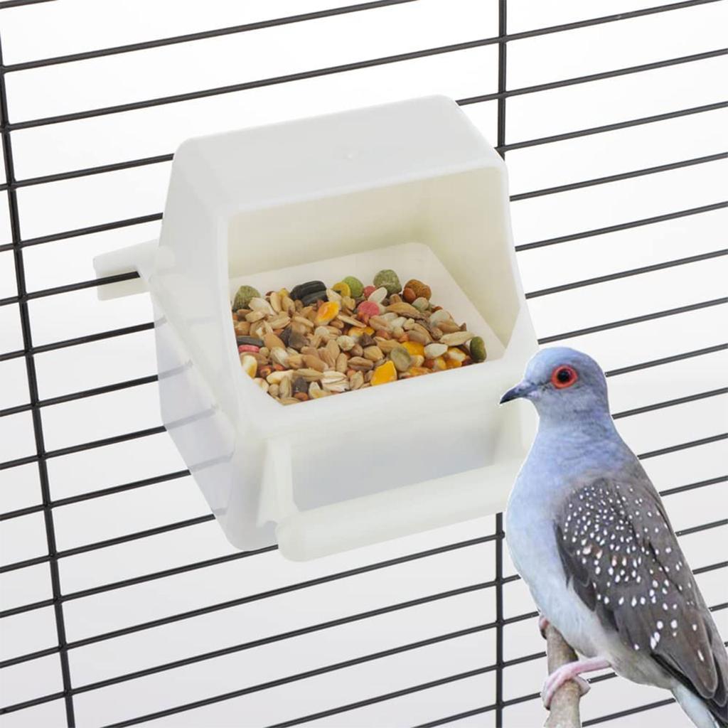 Hanging Bird Feeders for Cage Plastic Food Container with Perch for Parakeets