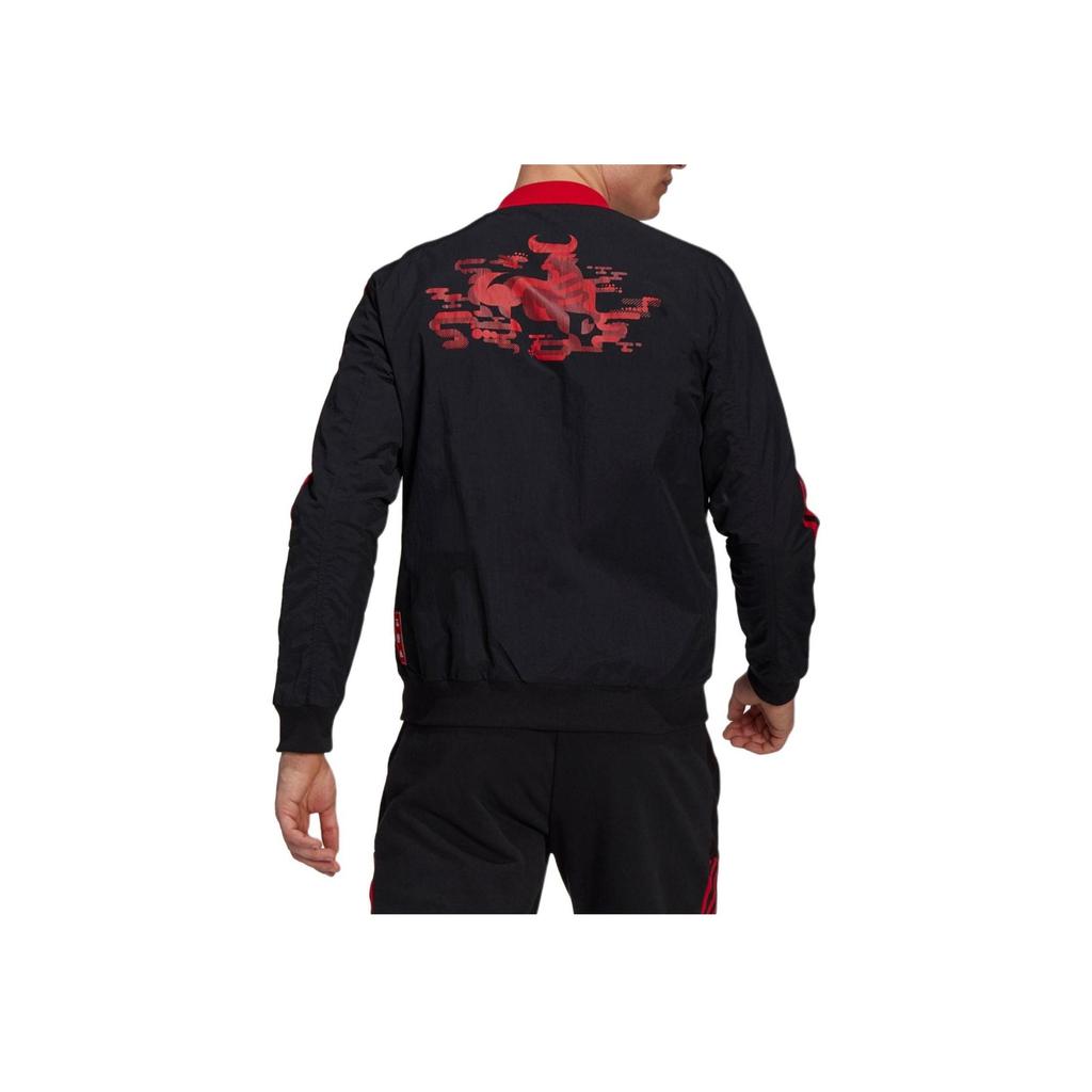 Adidas FCB CNY Bomber Jacket With Football Print Men Outerwear Black GU6961