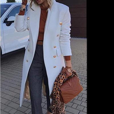Autumn And Winter Medium Woolen Women's Overcoat Multi Grain Woolen Coat