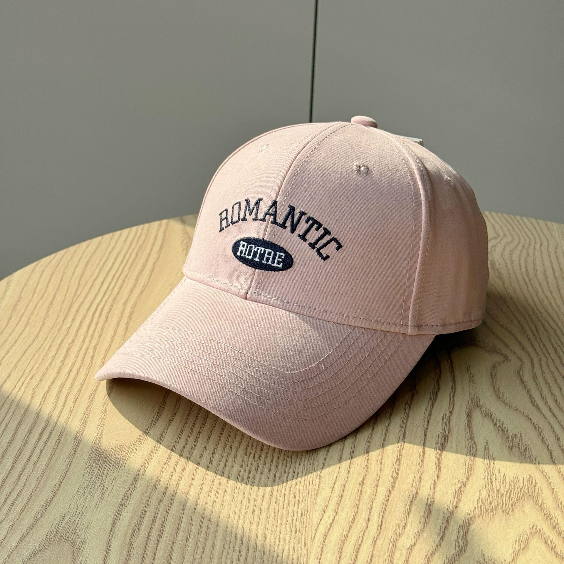 

New hard-brim baseball cap for men and women, casual versatile hat with embroidered letters, Korean style, sun-shading, face-slimming duckbill cap Adult54-60Adjustable рожевий