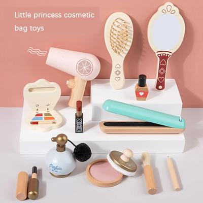 Montessori Wooden Makeup Toys for Girl, Girls Pretend Beauty Makeup and Salon Set Toys, Toddler Makeup Kit Gift Toys