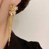 Pearl flower fringed earrings French light luxury stud earrings high-end temperament earrings women