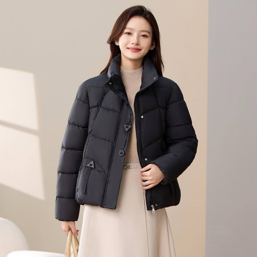 Women's new stand-up collar windproof lightweight thickened fluffy warm cold loose short high quality fabric casual sports jacket