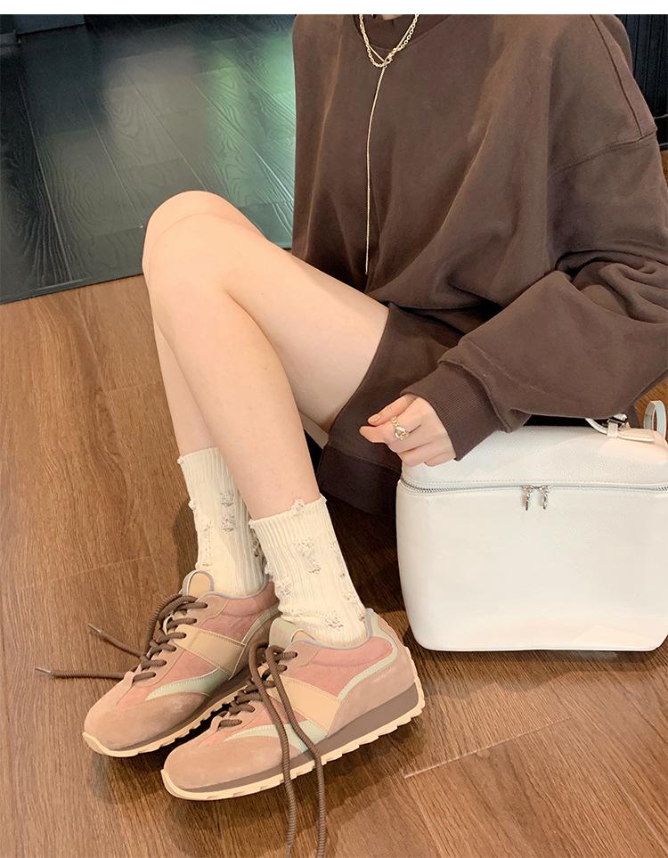 Cowhide Version~ Genuine Leather Retro German Training Women's Shoes Lace-up Versatile Forrest Gump Shoes Casual Sports Shoes Women's Thick Basep