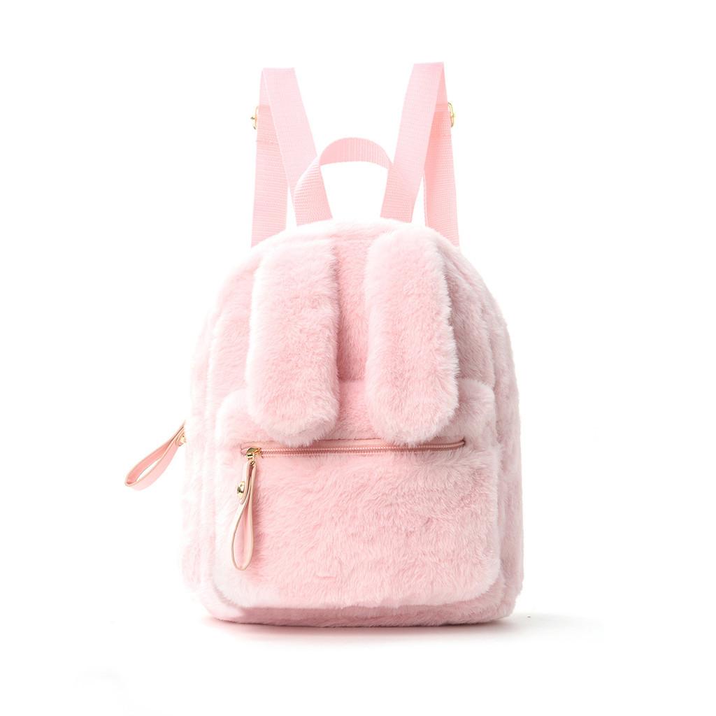 Kids Plush Backpack With Rabbit Ear Design For Travel And School