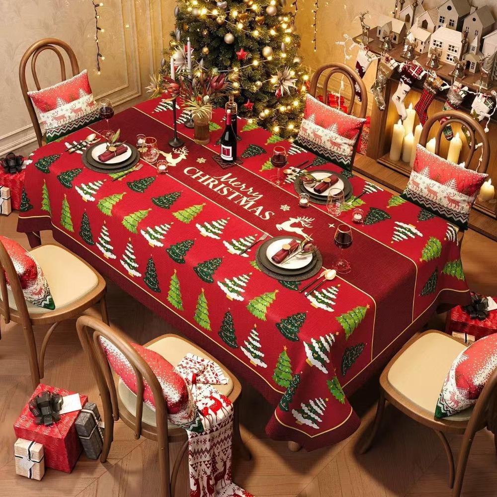 Festive Christmas Tablecloth for Dining Table Holiday Decor Home Party Theme Cover