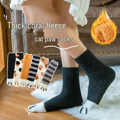 Winter Samt Katzenpfote Verdickt Gemütlich Boden Socken