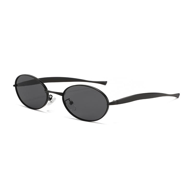 European & American Oval Frame Sunglasses - Fashionable Metal Design, High-End Runway Style