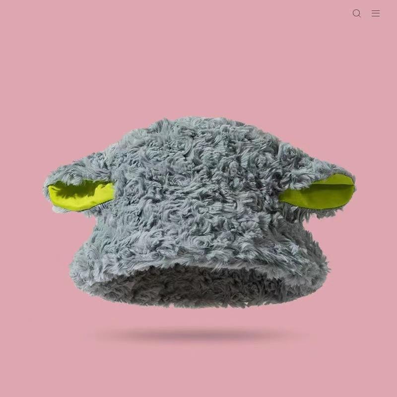 Winter baa sheep ear hat female cute lamb plush bucket hat female versatile warm lamb hat tide