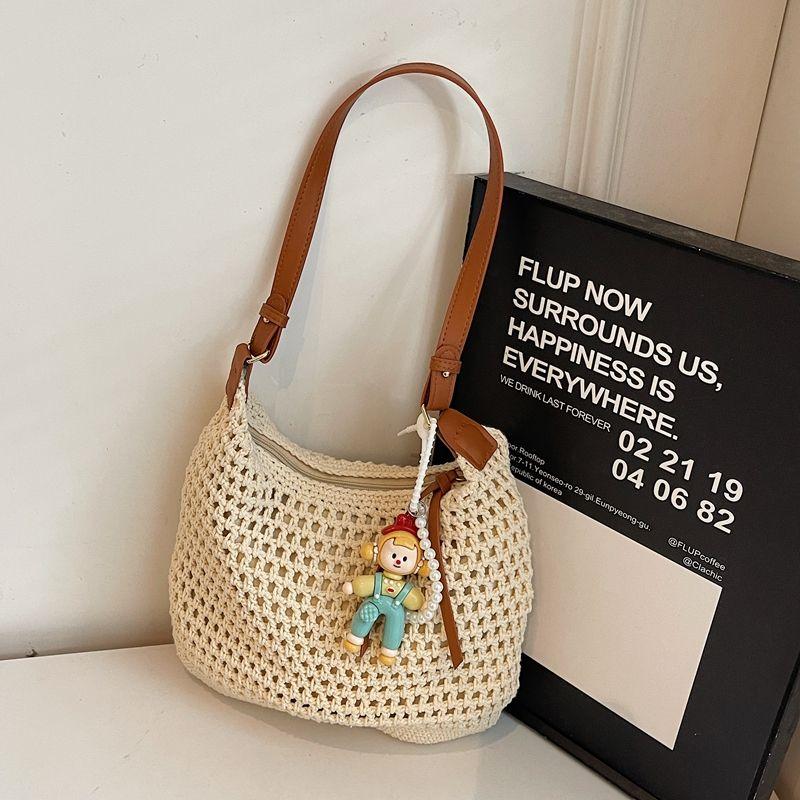 Handmade Cotton Braided Bag Female Summer 2025 New Arrival Casual Commuter Shoulder Bag Seaside Holiday Crossbody Beach Bag