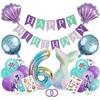 Fashionable Mermaid-themed Children's First Birthday Party Decoration Mermaid-printed Latex Banner Sticker Set