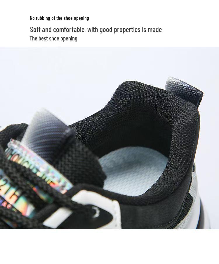 Men's Trendy Casual Black Leather Running Shoes - Soft Sole, Autumn/Winter Sports Dad Sneakers